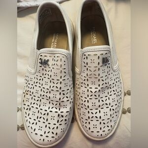 Michael Kors White Perforated Kids Sneakers